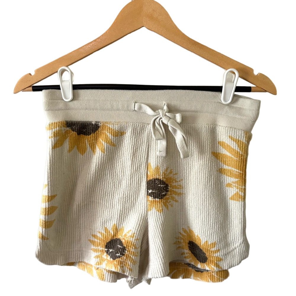 Altar'd State Cream Sunflower High Waist Shorts